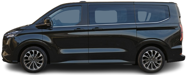 Фотография Ford e-Tourneo Custom L1 160 kW (2024-...) сбоку на прозрачном фоне