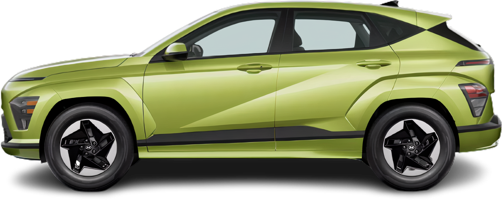 Фотография Hyundai Kona Electric Long Range (2023-…) сбоку на прозрачном фоне