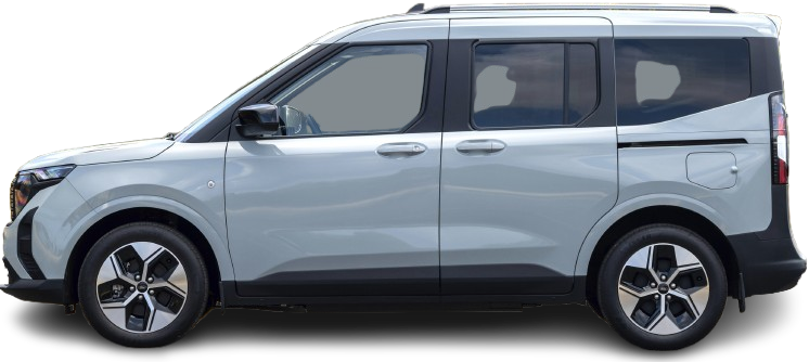 Фотография Ford e-Tourneo Courier (2024-…) сбоку на прозрачном фоне