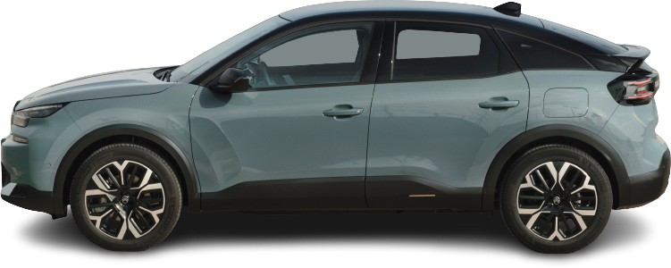 Фотография Citroën e-C4 50 kWh (2024-…) сбоку на прозрачном фоне