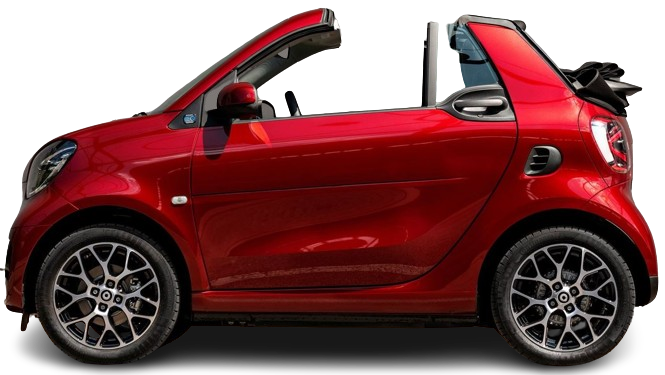 Фотография Smart EQ fortwo cabrio (2020-2023) сбоку на прозрачном фоне