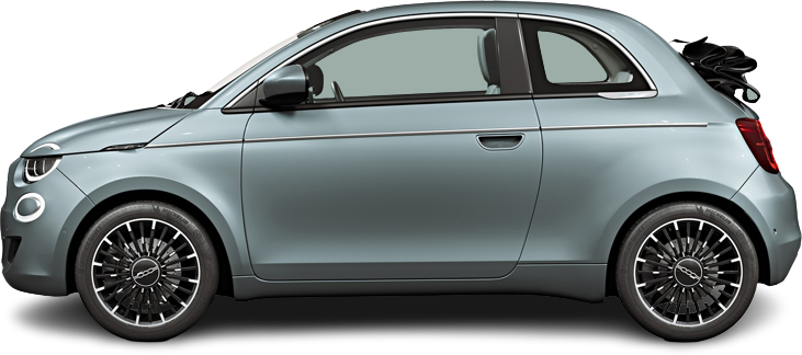 Фотография Fiat 500e Cabrio 42 kWh (2020-…) сбоку на прозрачном фоне