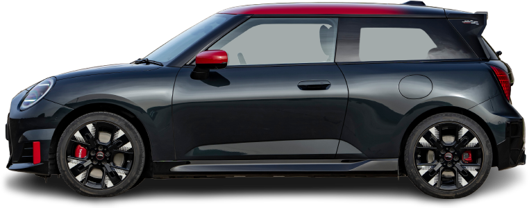Фотография Mini Cooper JCW (2024-…) сбоку на прозрачном фоне