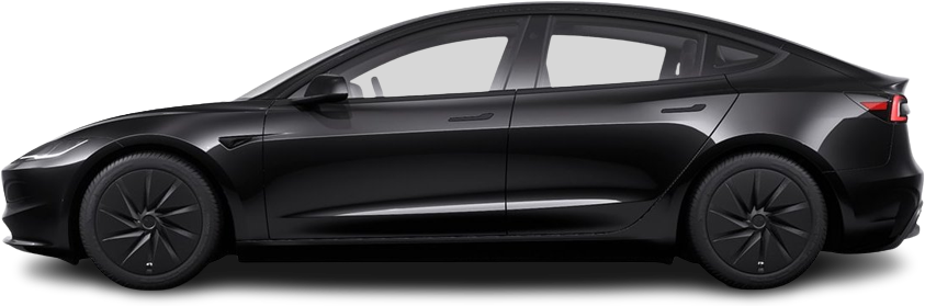 Фотография Tesla Model 3 Standard RWD (2025-...) сбоку на прозрачном фоне