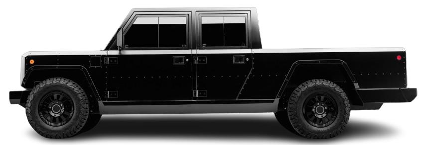 Фотография Bollinger Motors B2 120 kWh сбоку на прозрачном фоне