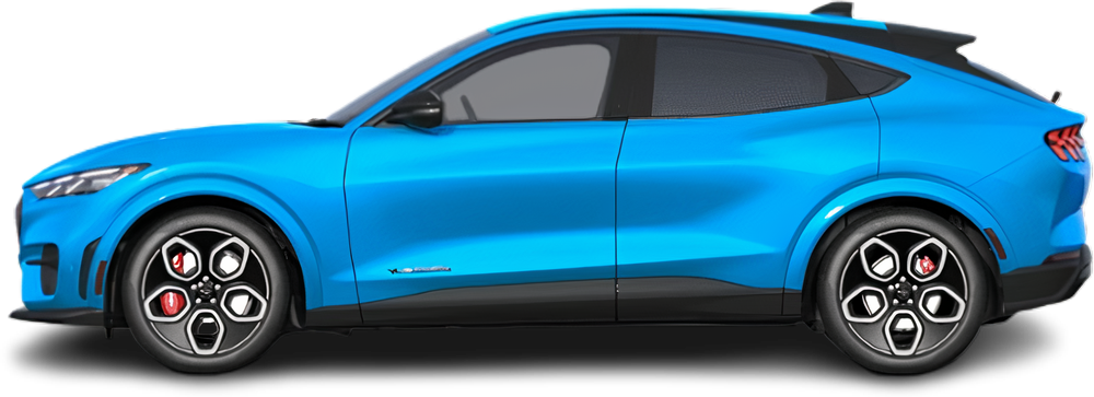 Фотография Ford Mustang Mach-E GT (2023-…) сбоку на прозрачном фоне