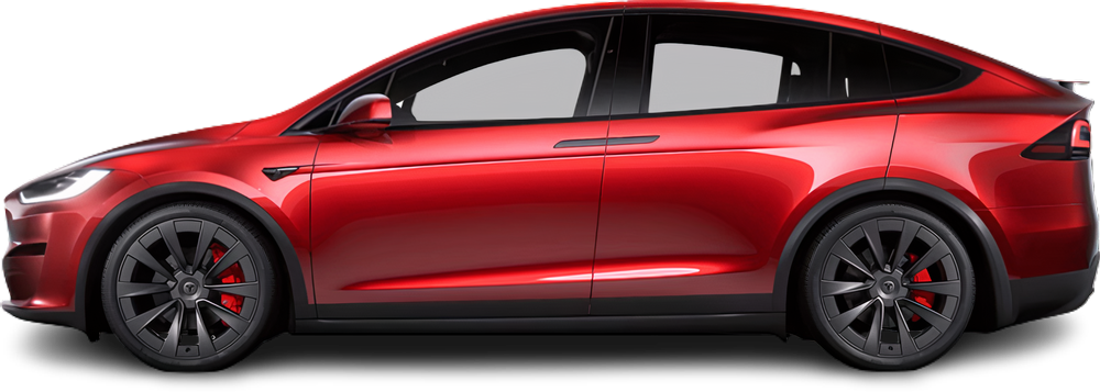 Фотография Tesla Model X Plaid (2021-…) сбоку на прозрачном фоне