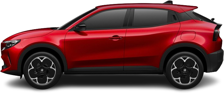 Фотография Alfa Romeo Junior Elettrica 54 kWh (2024-...) сбоку на прозрачном фоне