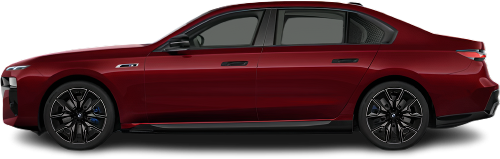 Фотография BMW i7 M70 xDrive (2023-…) сбоку на прозрачном фоне