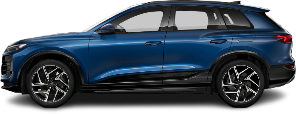 Фотография Audi Q6 e-tron Performance (2024-…) сбоку на прозрачном фоне