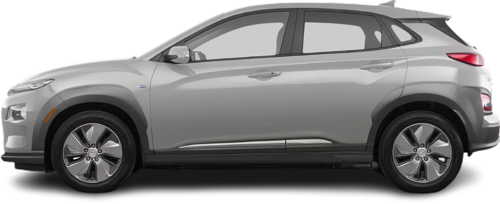 Фотография Hyundai Kona Electric Long Range (2019-2021) сбоку на прозрачном фоне