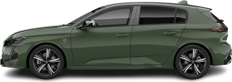 Фотография Peugeot e-308 Hatchback (2023-…) сбоку на прозрачном фоне