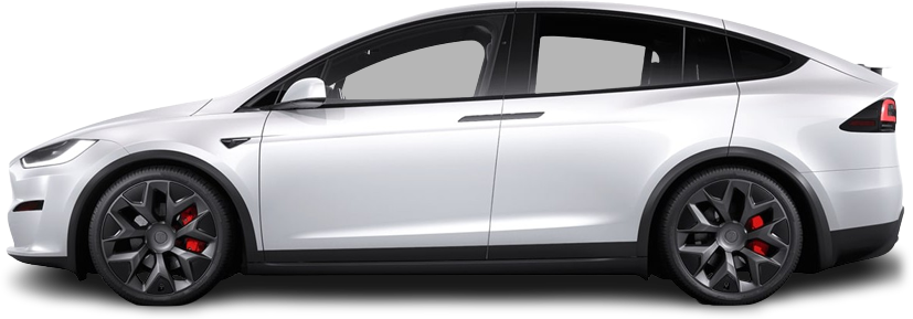 Фотография Tesla Model X Plaid (2025-…) сбоку на прозрачном фоне
