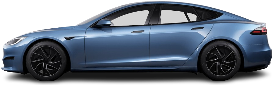 Фотография Tesla Model S Dual Motor (2025-…) сбоку на прозрачном фоне