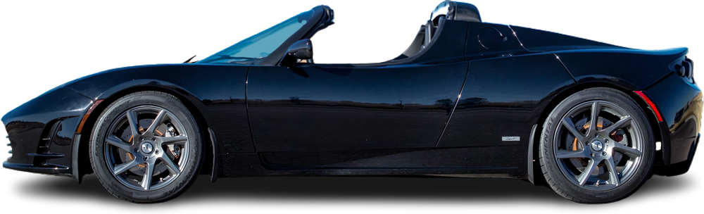 Фотография Tesla Roadster 2.0 (2009-2010) сбоку на прозрачном фоне