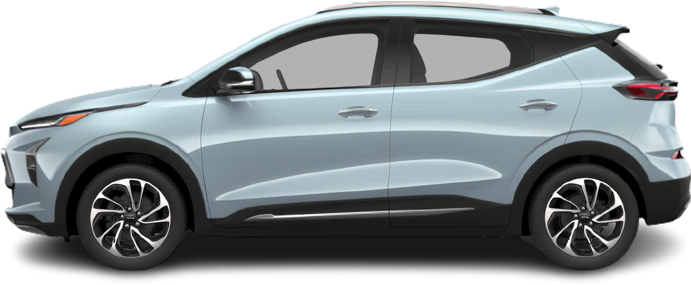 Фотография Chevrolet Bolt EUV Gen 1 (2022-2023) сбоку на прозрачном фоне