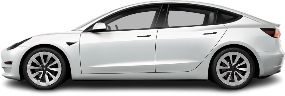 Фотография Tesla Model 3 Mid Range (2018-2020) сбоку на прозрачном фоне
