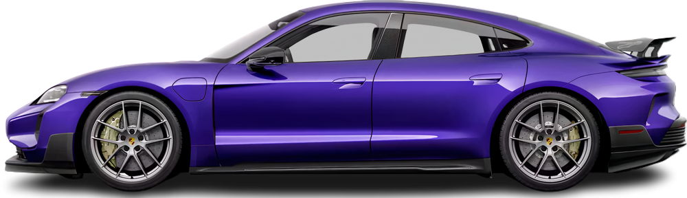 Фотография Porsche Taycan Turbo GT Weissach Package (2024-…) сбоку на прозрачном фоне