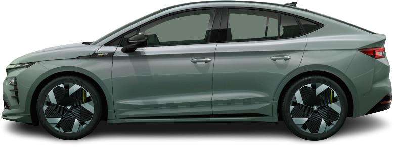 Фотография Škoda Enyaq Coupe RS (2025-...) сбоку на прозрачном фоне