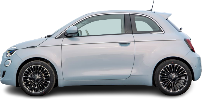 Фотография Fiat 500e 3+1 24 kWh (2022-…) сбоку на прозрачном фоне