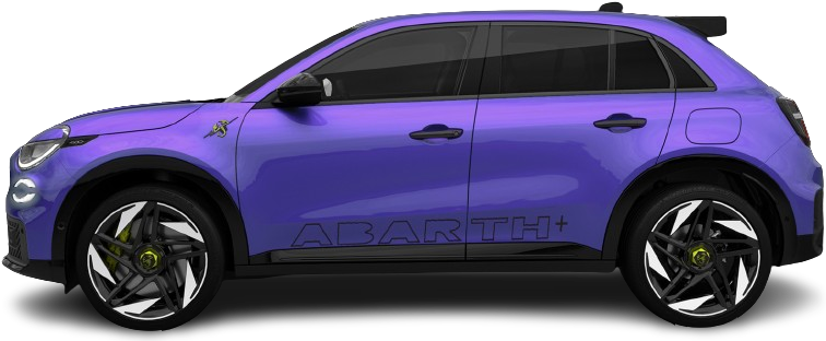 Фотография Abarth 600e Scorpionissima (2024-…) сбоку на прозрачном фоне