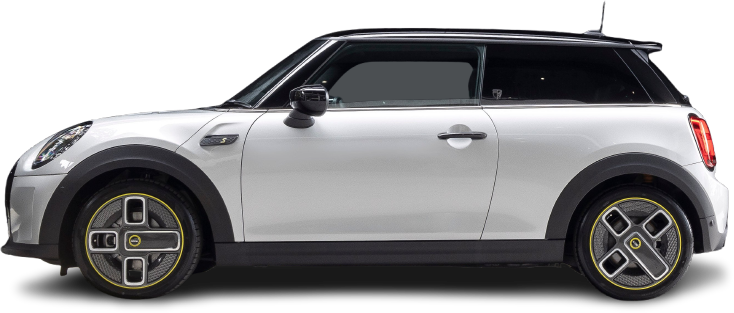 Фотография Mini Cooper SE (2021-2024) сбоку на прозрачном фоне