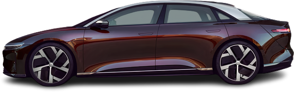 Фотография Lucid Air Dream Edition Range (2021-2022) сбоку на прозрачном фоне