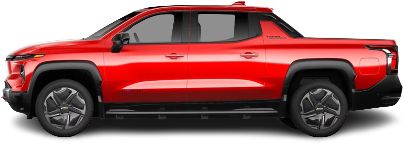 Фотография Chevrolet Silverado EV Trail Boss Max Range (2025-…) сбоку на прозрачном фоне