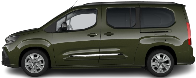 Фотография Toyota Proace City Verso Electric L2 52 kWh (2024-...) сбоку на прозрачном фоне