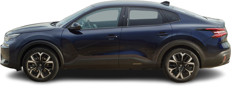 Фотография Citroën e-C4 X 54 kWh (2024-…) сбоку на прозрачном фоне