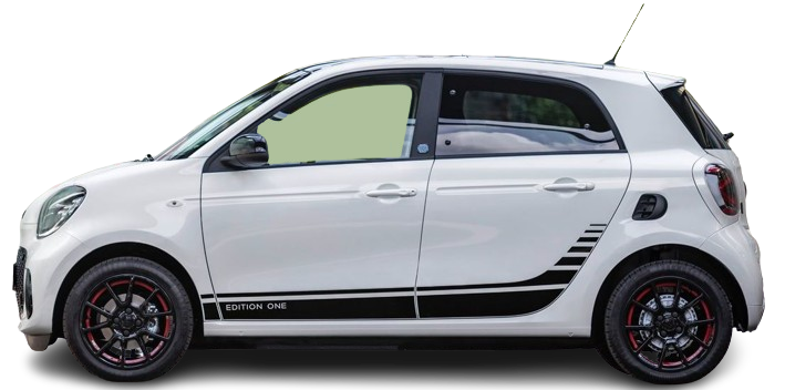 Фотография Smart EQ forfour (2020-2022) сбоку на прозрачном фоне