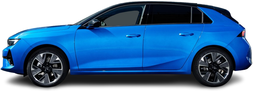 Фотография Opel Astra Electric (2023-…) сбоку на прозрачном фоне