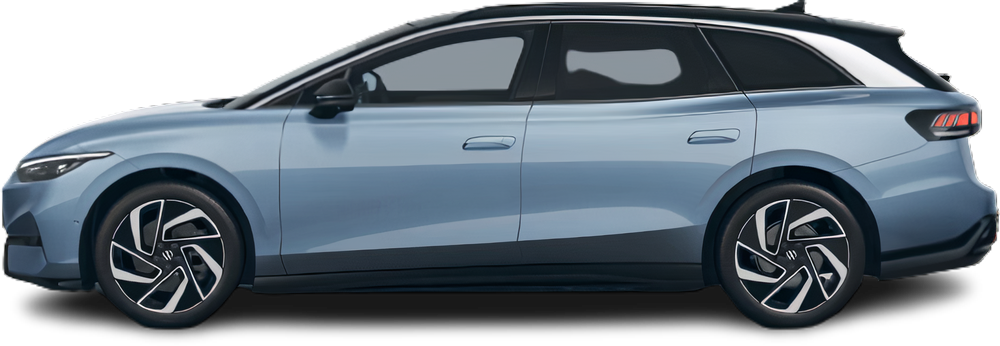 Фотография Volkswagen ID.7 Tourer Pro (2024-…) сбоку на прозрачном фоне