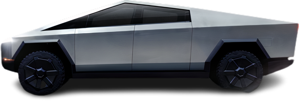 Фотография Tesla Cybertruck All-Wheel Drive (2023-…) сбоку на прозрачном фоне