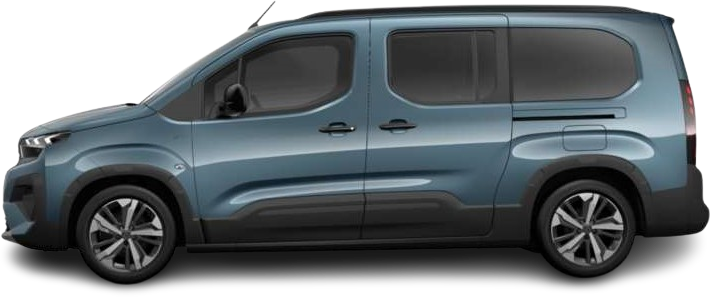 Фотография Peugeot e-Rifter XL 50 kWh (2024-...) сбоку на прозрачном фоне