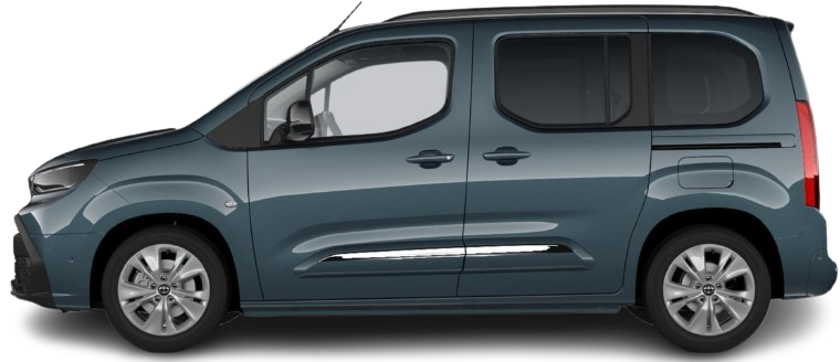 Фотография Toyota Proace City Verso Electric L1 52 kWh (2024-...) сбоку на прозрачном фоне