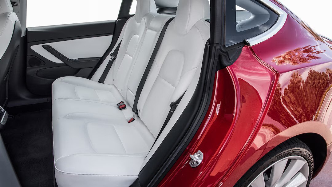 Tesla Model 3 Performance (2018-2024) задние сиденья, пассажирские сиденья, пространство для ног, пространство над головой, интерьер