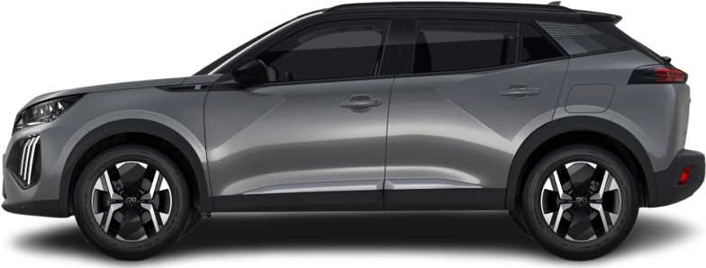 Фотография Peugeot e-2008 54 kWh (2023-…) сбоку на прозрачном фоне