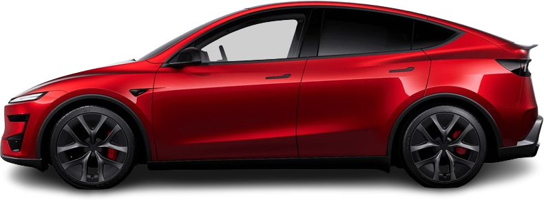 Фотография Tesla Model Y Performance (2025-...) сбоку на прозрачном фоне