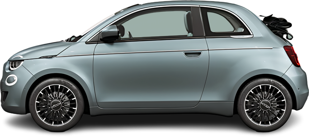 Фотография Fiat 500e Cabrio 24 kWh (2022-…) сбоку на прозрачном фоне