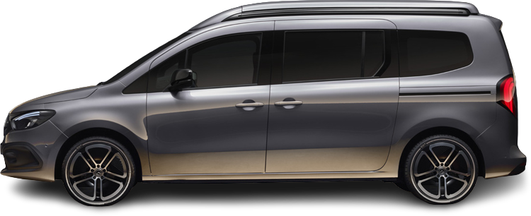 Фотография Mercedes EQT 200 Standard (2023-…) сбоку на прозрачном фоне