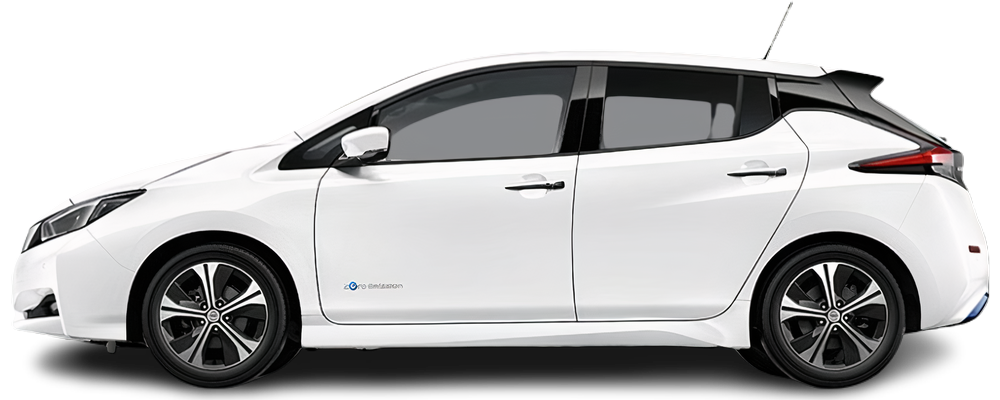 Фотография Nissan Leaf 62 kWh (2017-2022) сбоку на прозрачном фоне