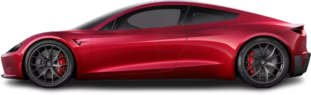 Фотография Tesla Roadster 2025 сбоку на прозрачном фоне