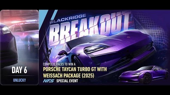 Video: Porsche taycan turbo gt with weissach package | blackridge breakout | NFS: No Limits | Day 6