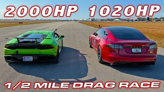 Video: 2,000 HP Lambo vs my Tesla Model S Plaid 1/2 Mile Drag Race