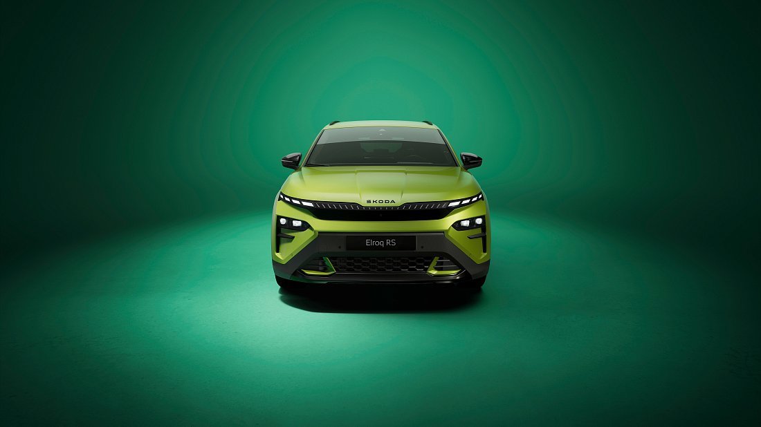 Škoda Elroq RS (2025-...) передняя часть, решетка радиатора, фары, бампер, экстерьер