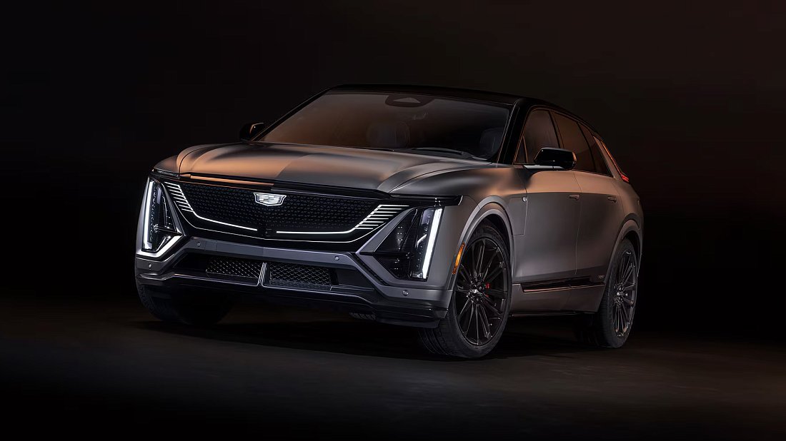 Cadillac Lyriq V (2025-…) передняя часть, решетка радиатора, фары, бампер, экстерьер