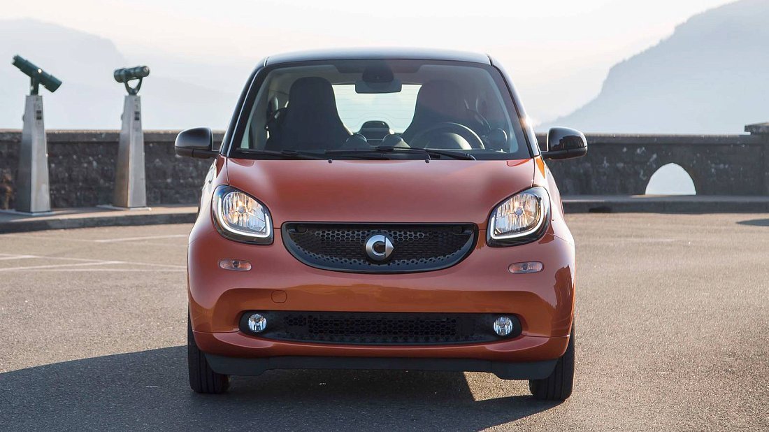 Smart EQ fortwo coupe (2017-2019) передняя часть, решетка радиатора, фары, бампер, экстерьер