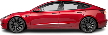 Side view photo of Tesla Model 3 Performance (2018-2024) on transparent background