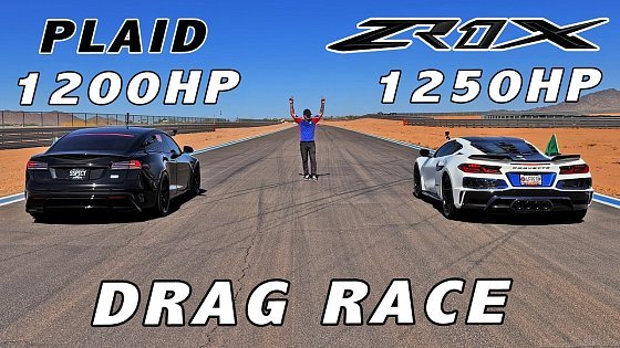 Video: THE REMATCH * ZR1X vs 1,200 HP Spicy Tuned Tesla Model S Plaid Drag Race